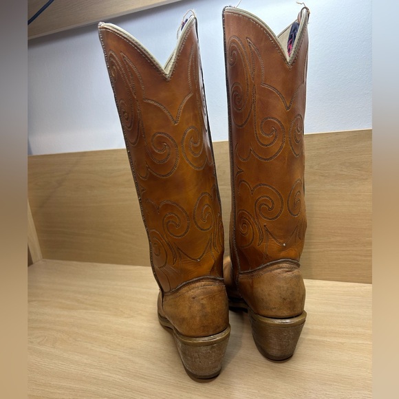 Dingo Cowgirl Boots Womans Size 6.5 M Made In USA Tall Brown Western Style 7607 - Picture 4 of 10